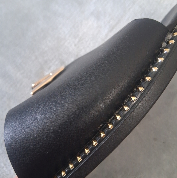 IAKOVOS Black Leather Sandals Handmade In Greece Gold Accents Women's Size 38 - Picture 5 of 16